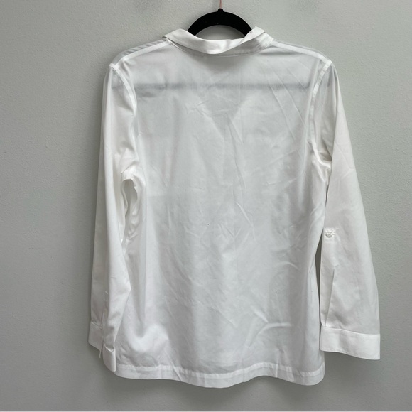 Chico’s popover work blouse non iron long sleeve button front size medium 8 - Picture 2 of 7